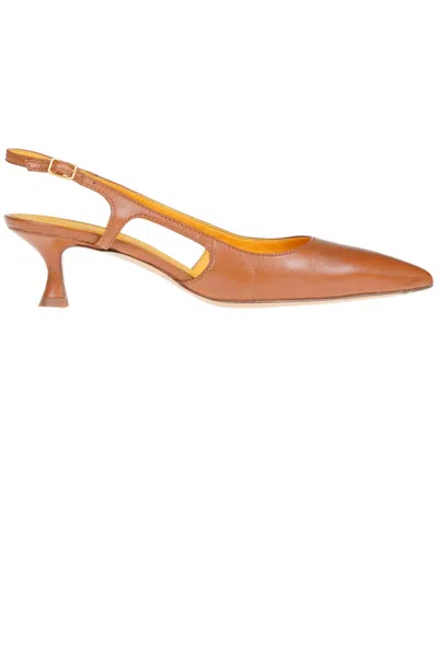 Mara Bini Leather Slingback Pumps In Brown