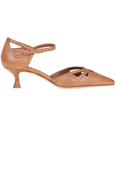 Mara Bini Mary Jane Leather Pumps In Brown