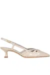 Mara Bini Patent-leather Slingback Pumps In Beige