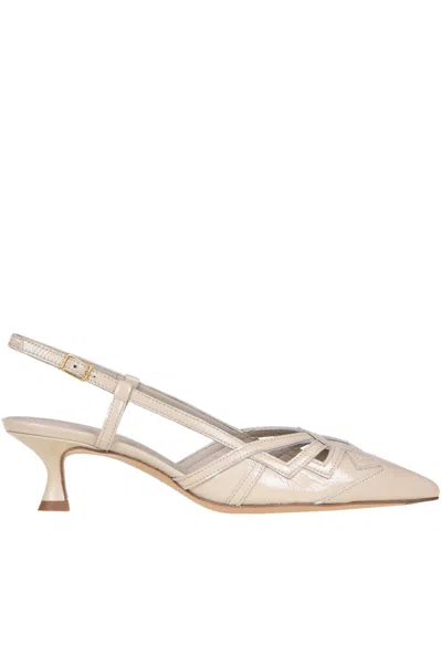 Mara Bini Patent-leather Slingback Pumps In Beige