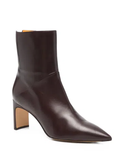Mara Bini Pointed-toe Leather Ankle Boots In Brown