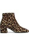 Mara Bini Side-zip Animal-print Ankle Boots In Brown
