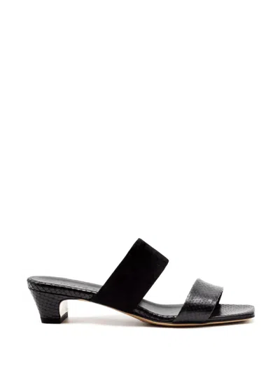 Mara Bini Snakeskin-effect Strap Sandals In Black