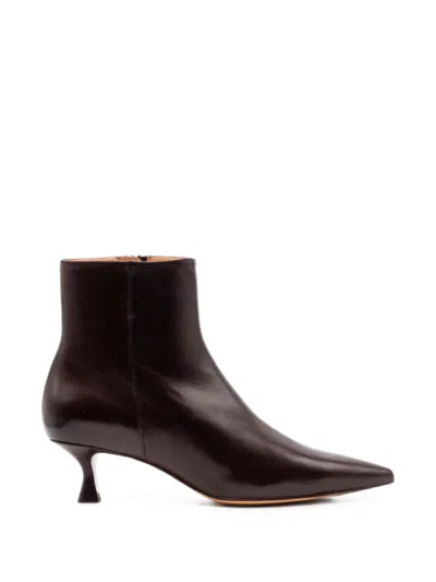 Mara Bini Tapered-toe Leather Ankle Boots In Brown