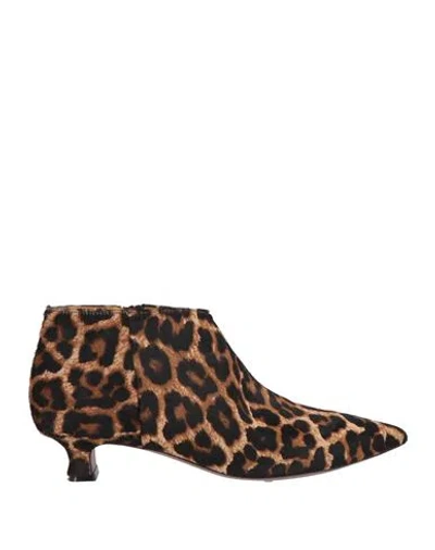 Mara Bini Woman Ankle Boots Camel Size 7 Leather In Beige