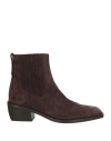 Mara Bini Woman Ankle Boots Dark Brown Size 11 Leather In Brown