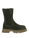 Mara Bini Woman Ankle Boots Dark Green Size 7 Leather In Green