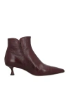 Mara Bini Woman Ankle Boots Plum Size 10 Leather