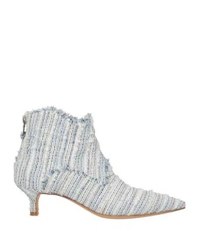Mara Bini Woman Ankle Boots Sky Blue Size 8 Textile Fibers