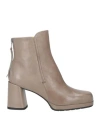 Mara Bini Woman Ankle Boots Taupe Size 6.5 Leather In Gray