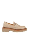 Mara Bini Woman Loafers Beige Size 7 Leather