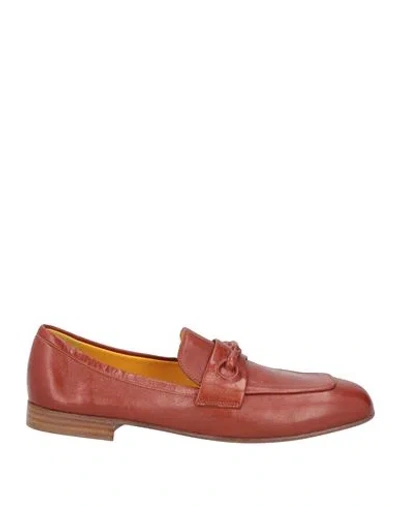 Mara Bini Woman Loafers Brown Size 8 Leather