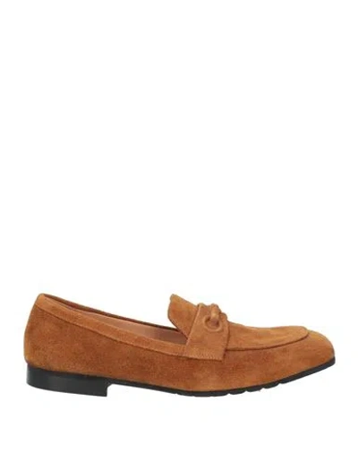 Mara Bini Woman Loafers Camel Size 8 Soft Leather In Beige