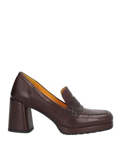 Mara Bini Woman Loafers Chocolate Brown Size 6 Leather