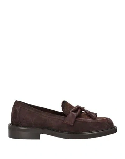 Mara Bini Woman Loafers Dark Brown Size 10 Leather