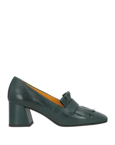 Mara Bini Woman Loafers Dark Green Size 8 Leather