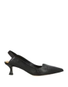 Mara Bini Woman Pumps Black Size 7.5 Leather In Black