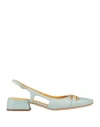 Mara Bini Woman Pumps Light Green Size 6 Soft Leather In Blue