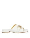 Mara Bini Woman Sandals Ivory Size 7 Leather In White