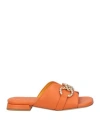 Mara Bini Woman Sandals Orange Size 8 Leather In Orange