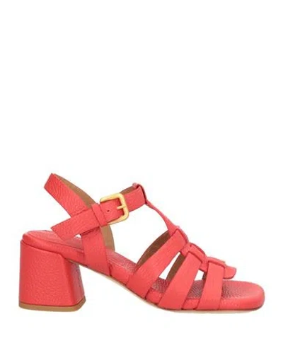 Mara Bini Woman Sandals Red Size 6 Leather