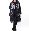 Mara Gibbucci Linen Print Jacket In Black In Black