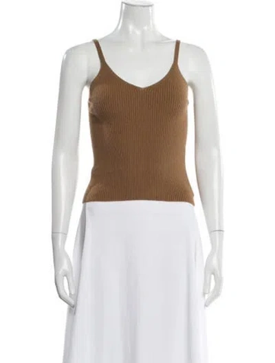 Pre-owned Mara Hoffman Alpaca V-neck Top In Brown