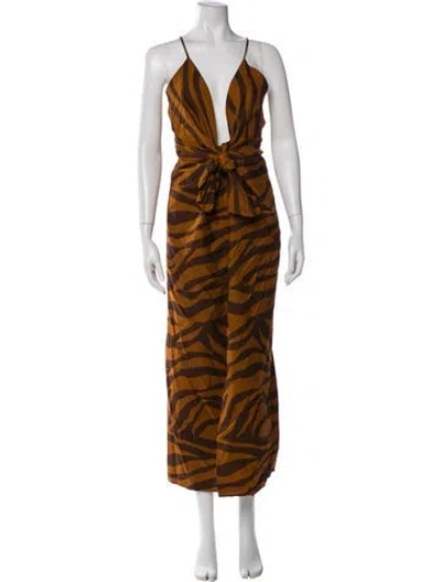 Pre-owned Mara Hoffman Animal Print Knee-length Dress In Brown