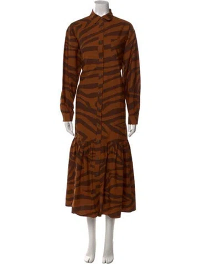 Pre-owned Mara Hoffman Animal Print Long Dress In Brown