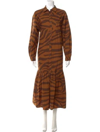 Pre-owned Mara Hoffman Animal Print Long Dress In Brown