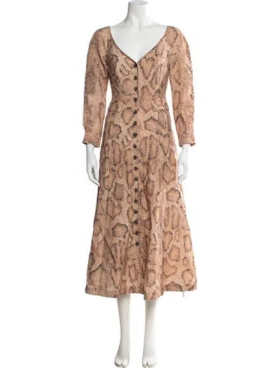 Pre-owned Mara Hoffman Animal Print Long Dress In Brown/neutrals