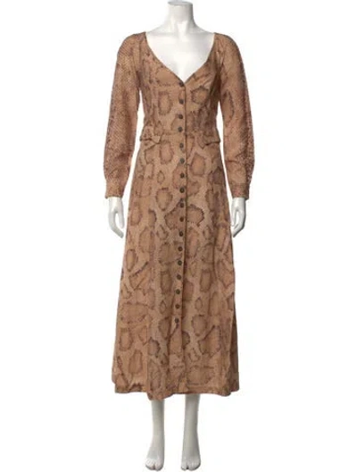 Pre-owned Mara Hoffman Animal Print Long Dress In Brown/neutrals