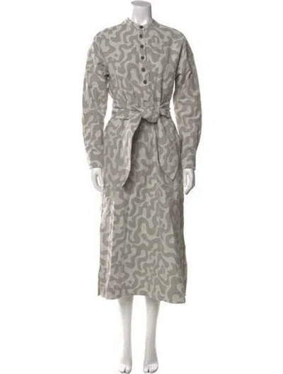 Pre-owned Mara Hoffman Animal Print Long Dress In Gray