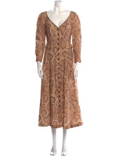 Pre-owned Mara Hoffman Animal Print Long Dress In Neutral
