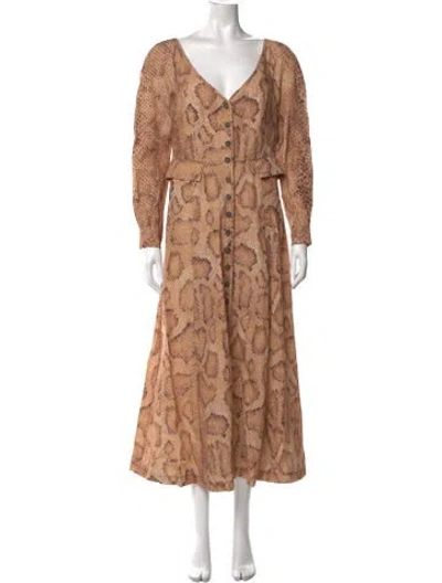 Pre-owned Mara Hoffman Animal Print Long Dress In Neutrals
