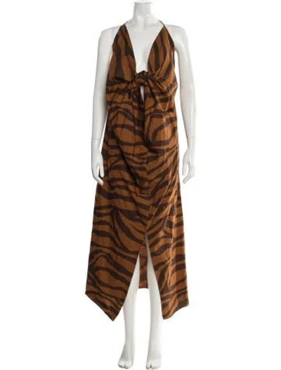 Pre-owned Mara Hoffman Animal Print Long Dress W/ Tags In Brown