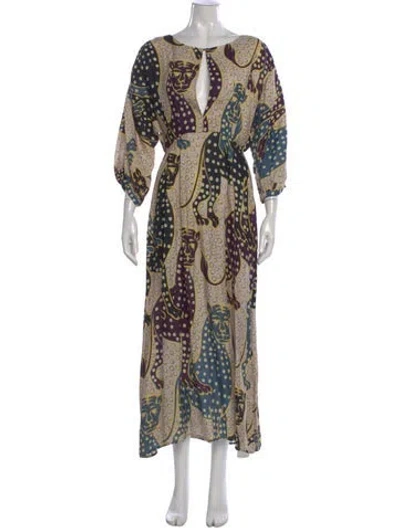 Pre-owned Mara Hoffman Animal Print Long Dress W/ Tags In Neutral