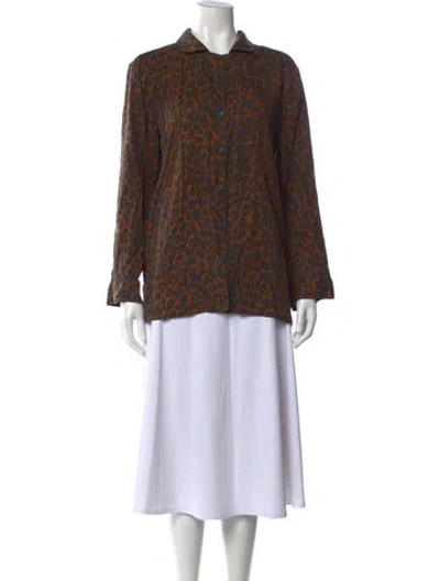 Pre-owned Mara Hoffman Animal Print Long Sleeve Top In Brown