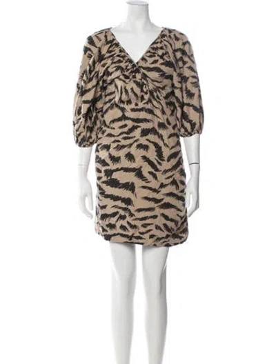Pre-owned Mara Hoffman Animal Print Mini Dress In Brown