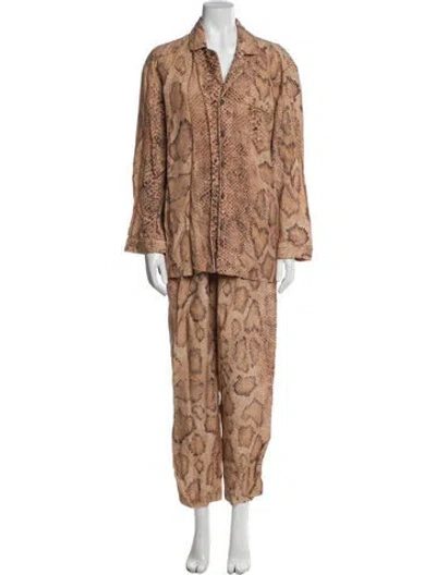 Pre-owned Mara Hoffman Animal Print Pant Set In Brown