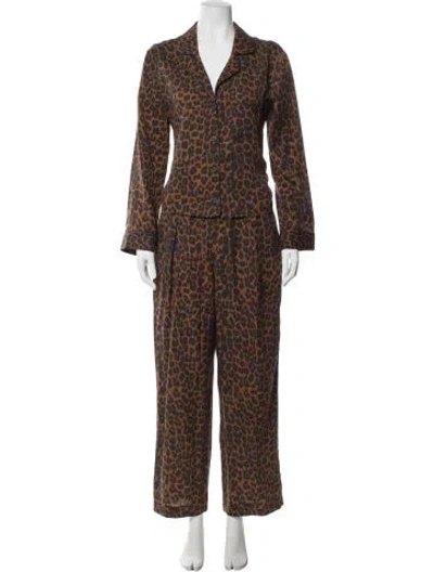 Pre-owned Mara Hoffman Animal Print Pant Set In Brown