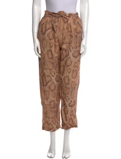 Pre-owned Mara Hoffman Animal Print Straight Leg Pants In Neutral