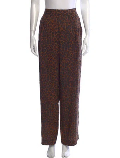 Pre-owned Mara Hoffman Animal Print Wide Leg Pants In Brown