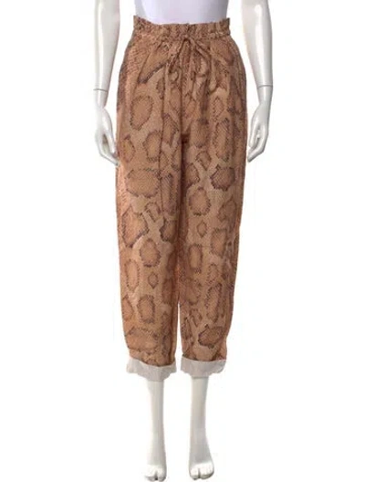 Pre-owned Mara Hoffman Animal Print Wide Leg Pants In Neutral