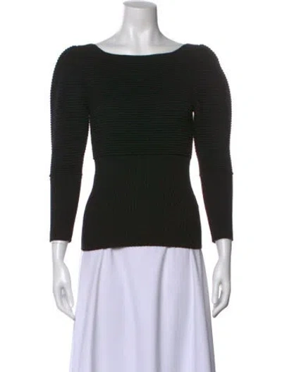 Pre-owned Mara Hoffman Baby Alpaca Bateau Neckline Sweater In Black
