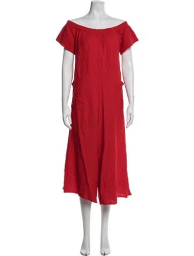 Pre-owned Mara Hoffman Bateau Neckline Jumpsuit In Red