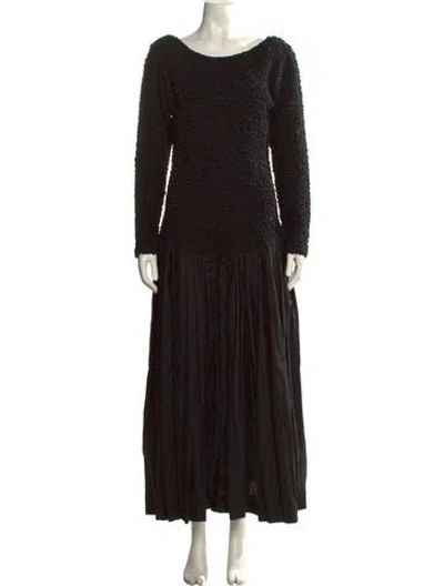 Pre-owned Mara Hoffman Bateau Neckline Long Dress In Black