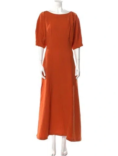 Pre-owned Mara Hoffman Bateau Neckline Long Dress In Orange