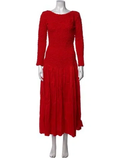 Pre-owned Mara Hoffman Bateau Neckline Long Dress In Red