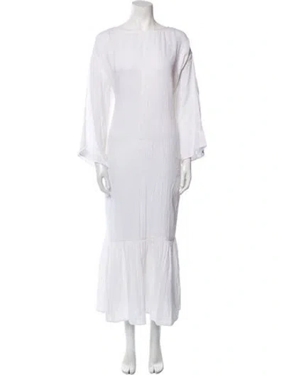 Pre-owned Mara Hoffman Bateau Neckline Long Dress In White
